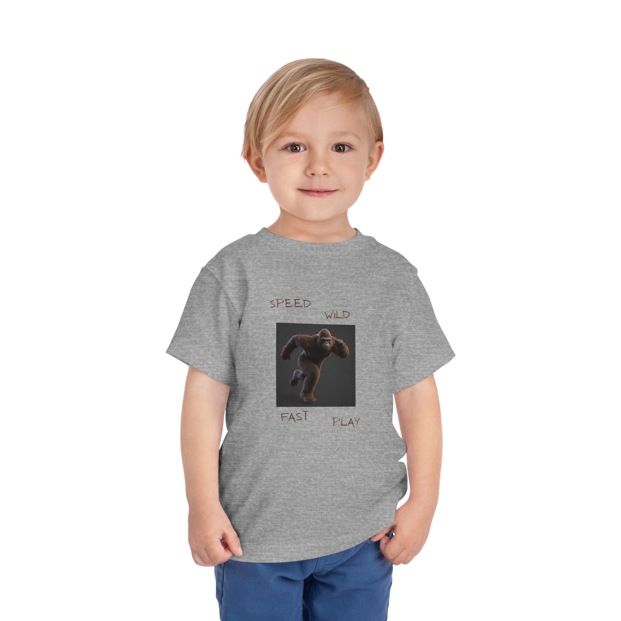 Toddler Tee — 'Speed Wild Fast Play' Running SasquatchGraphic