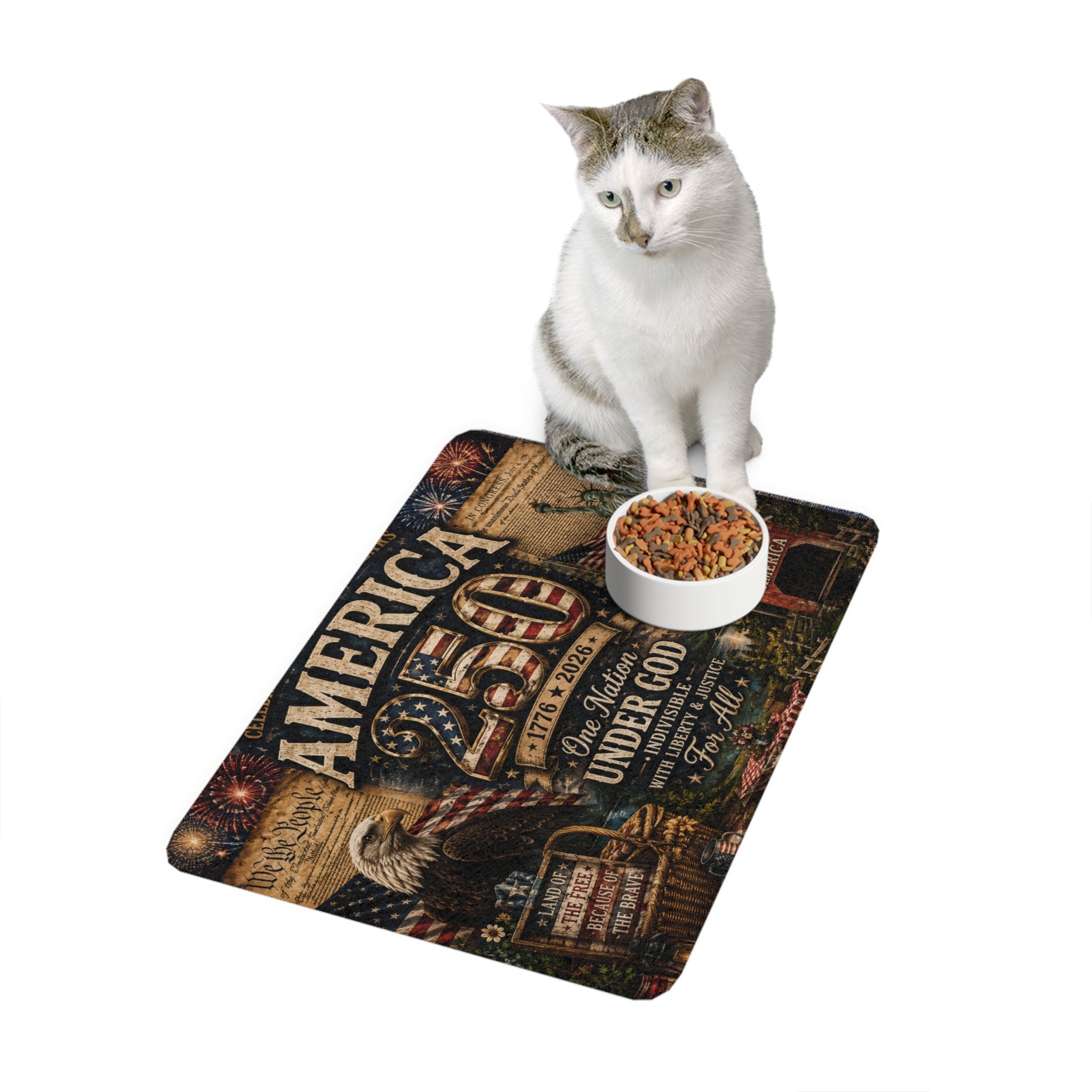 America 250 Patriotic Pet Food Mat (12x18)