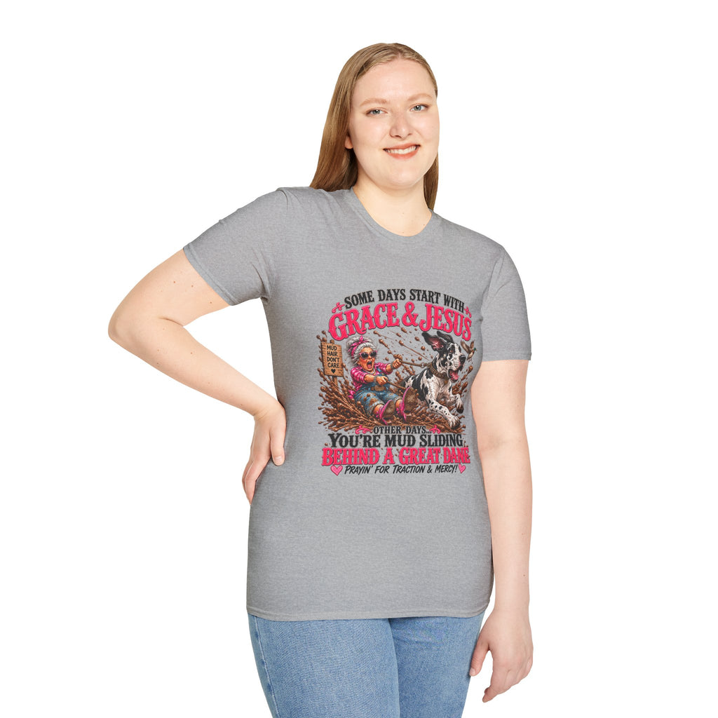 Great Dane Christian Mud Slide  Funny Graphic Tee