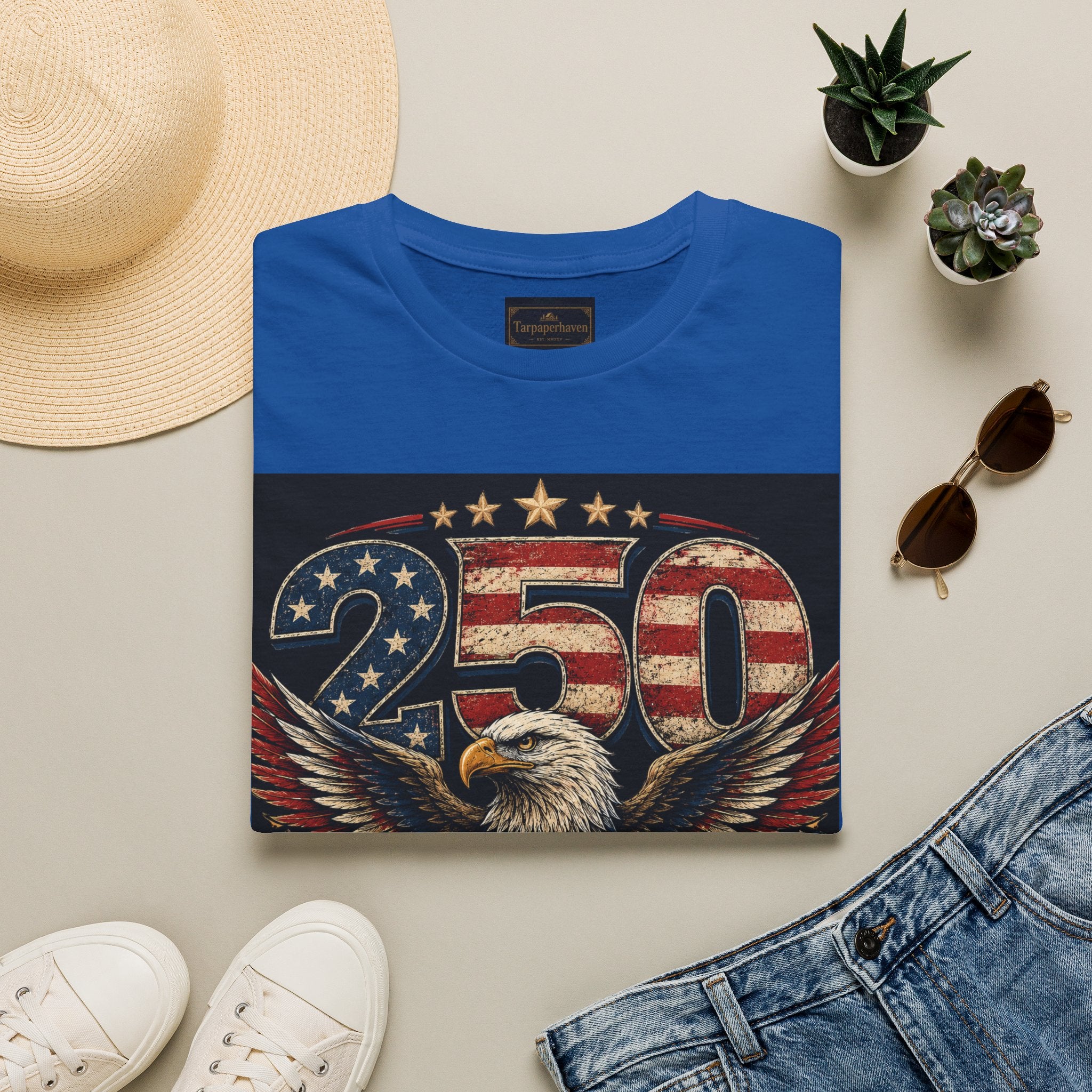Patriotic 250 Years Freedom T-Shirt — American Flag Eagle Anniversary Tee