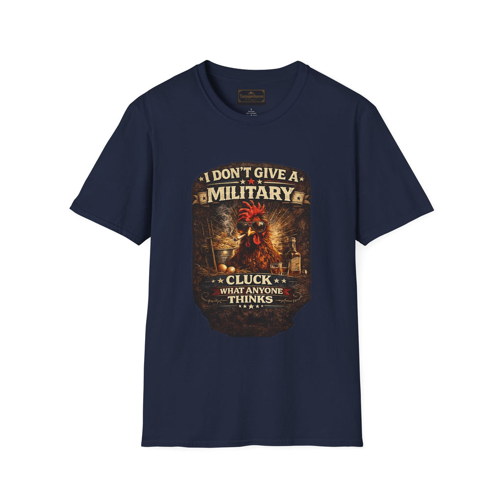 T‑Shirt — "I Don't Give A Military Cluck" Rooster Graphic Tee