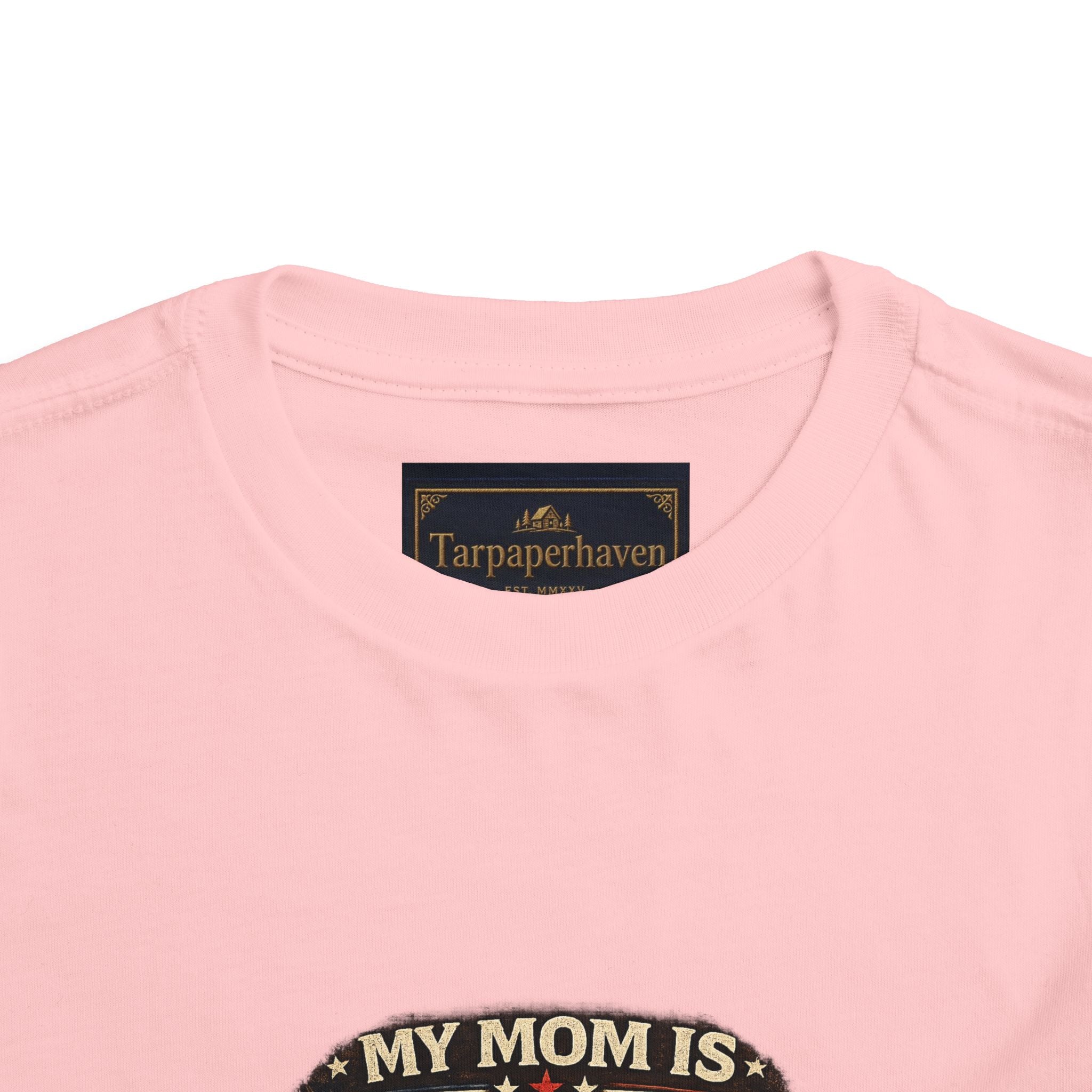 Toddler Tee "My Mom is Military - Strong Beautiful Hero" | Patriotic Kids Shirt