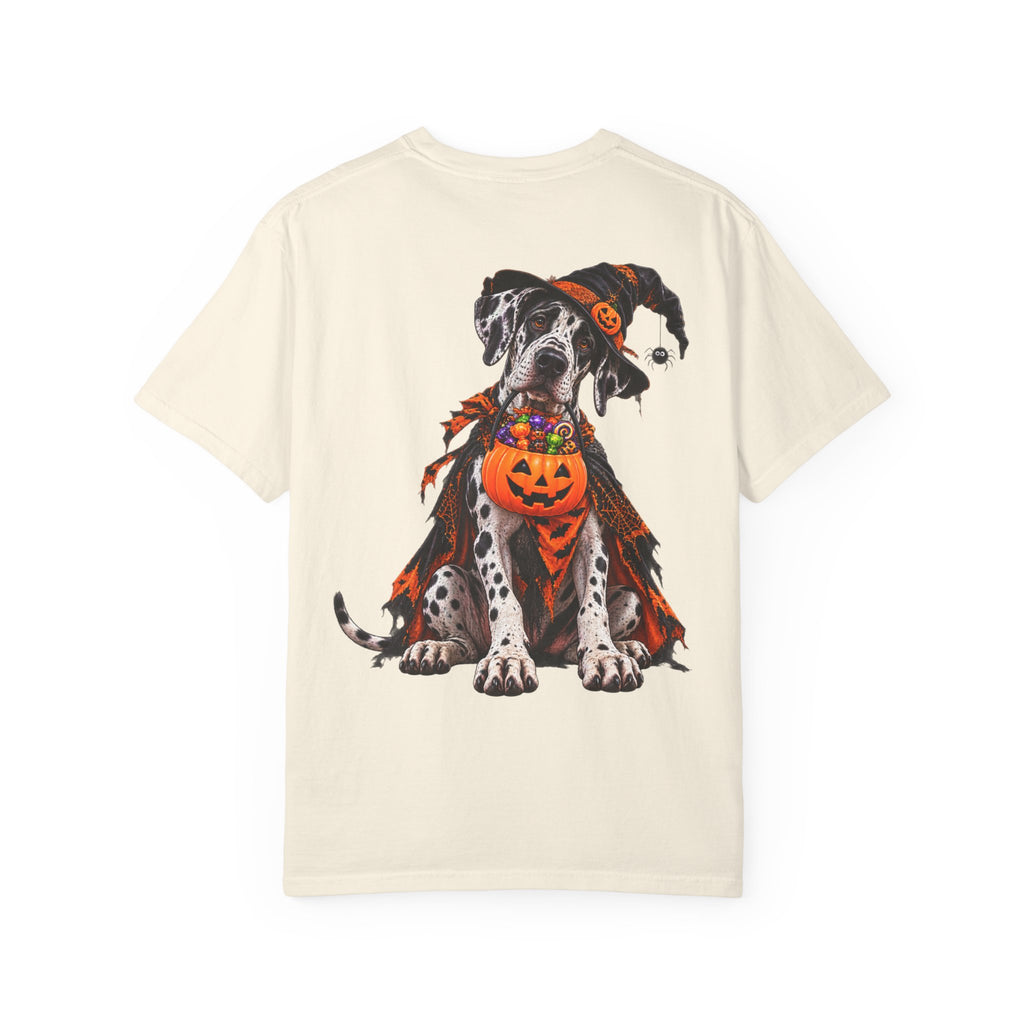 Halloween Great Dane T-Shirt — Cute Dog in Pumpkin Costume Graphic Tee