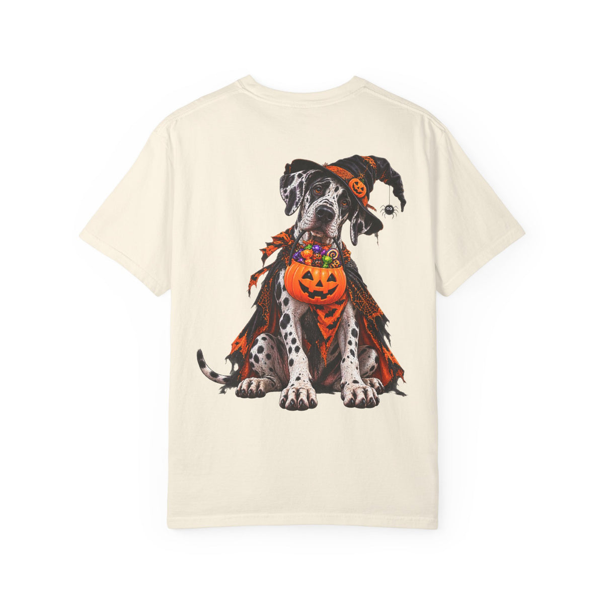 Halloween Great Dane T-Shirt — Cute Dog in Pumpkin Costume Graphic Tee