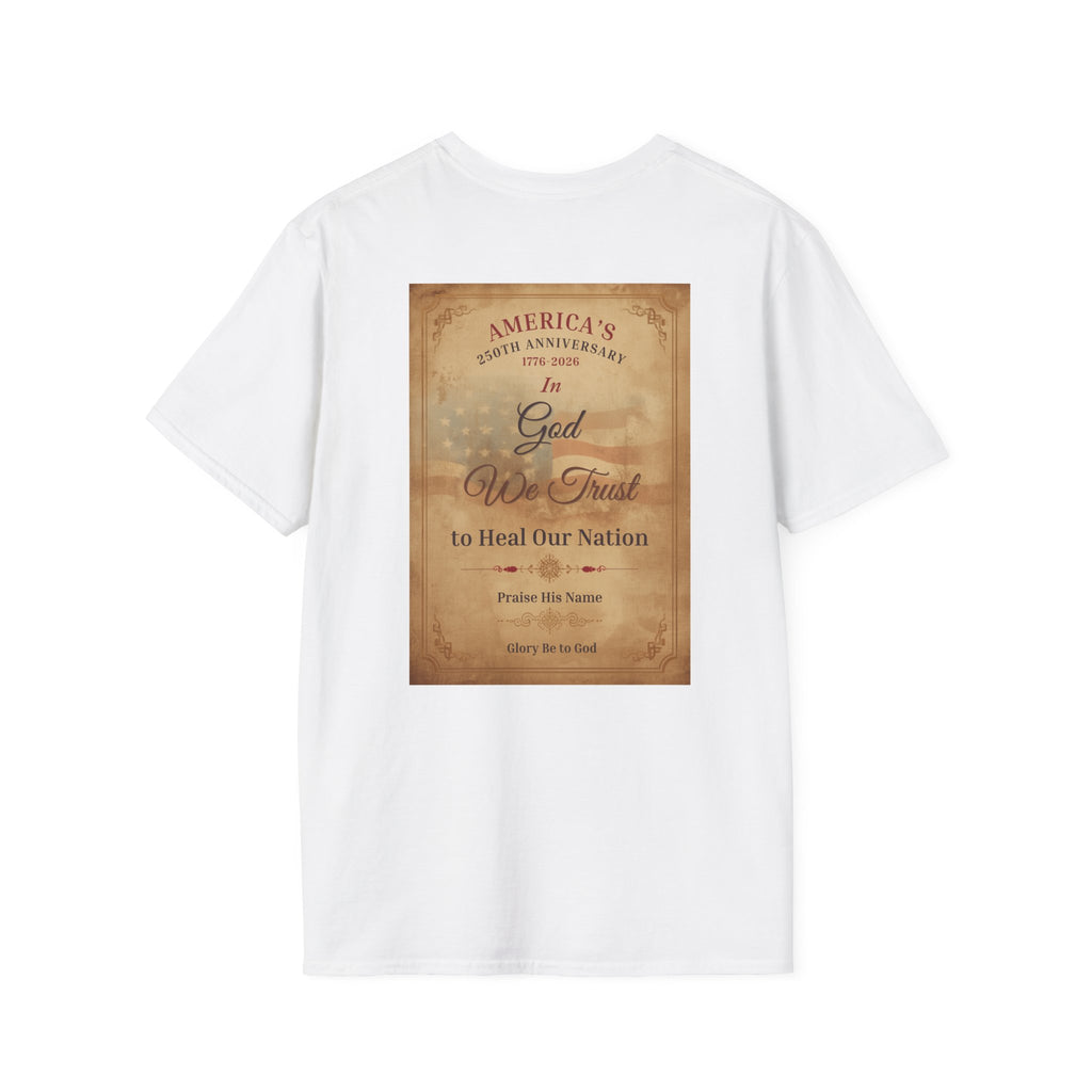 T-Shirt — "In God We Trust to Heal Our Nation" Vintage Prayer Poster Back Print