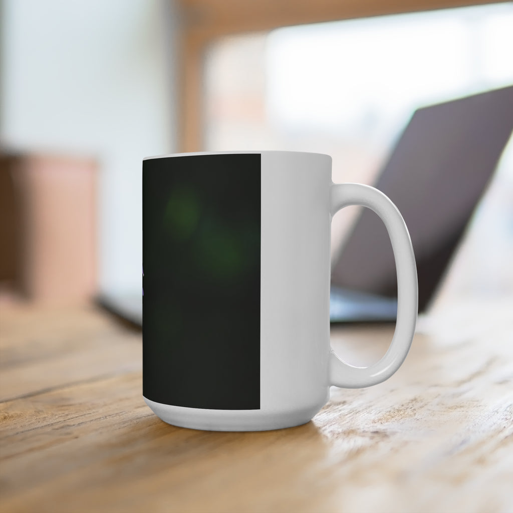 Purple Flower Photo Mug – 15oz Floral Coffee Cup