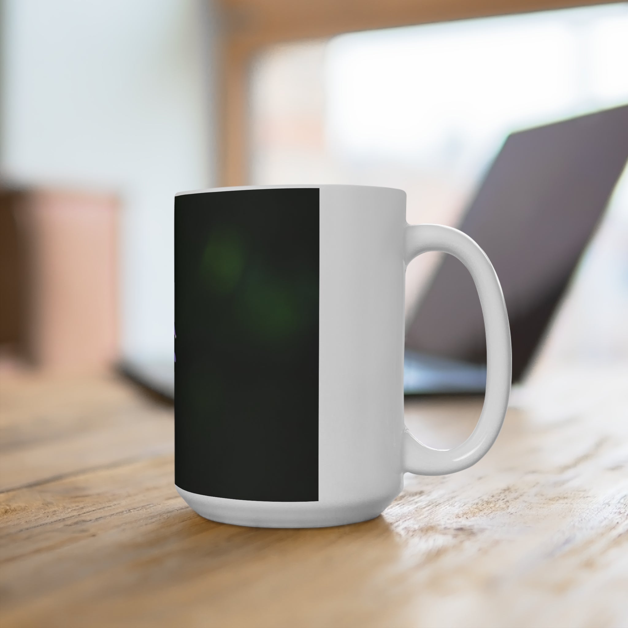 Purple Flower Photo Mug – 15oz Floral Coffee Cup