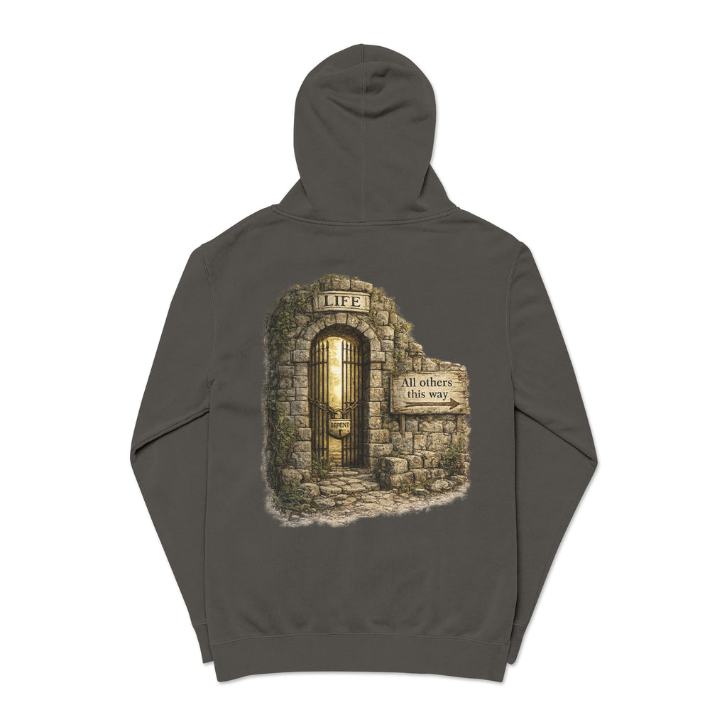 Faith Over Fear Hoodie — 'The Narrow Path Vintage Graphic Pigment-Dyed Hoodie
