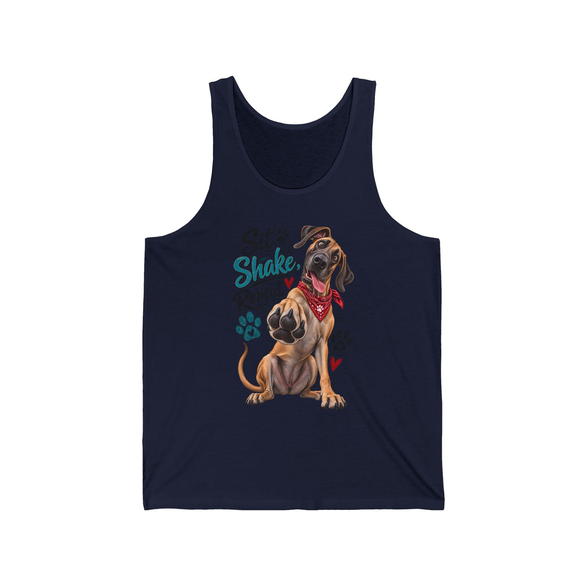 Dog Lover Tank Top Sit Stay Shake Repeat Graphic