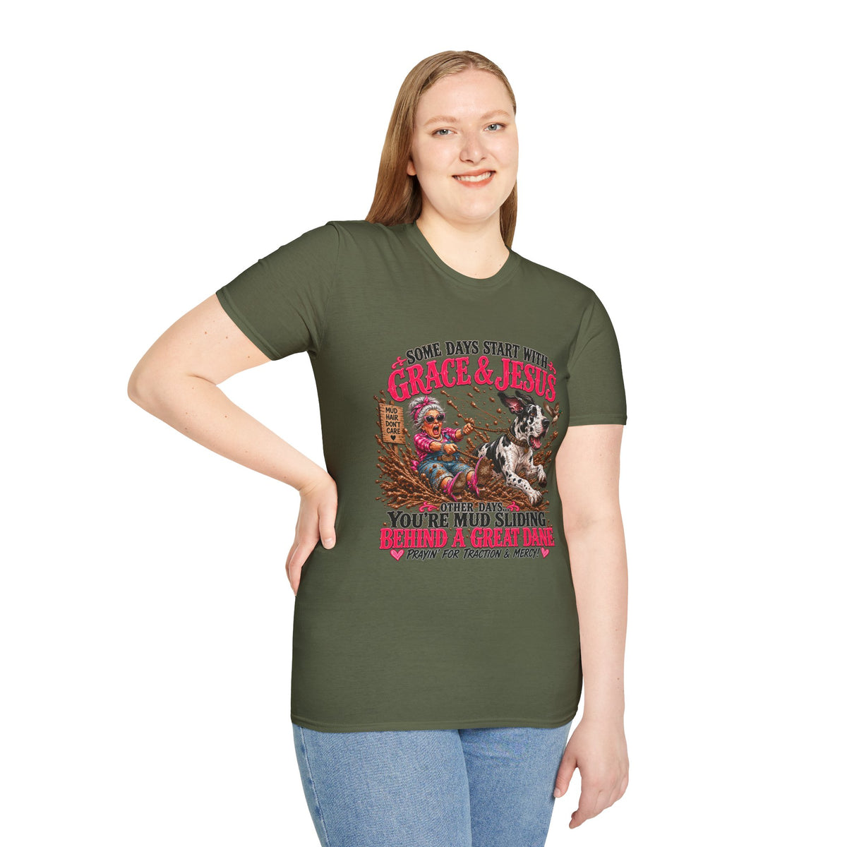Great Dane Christian Mud Slide  Funny Graphic Tee