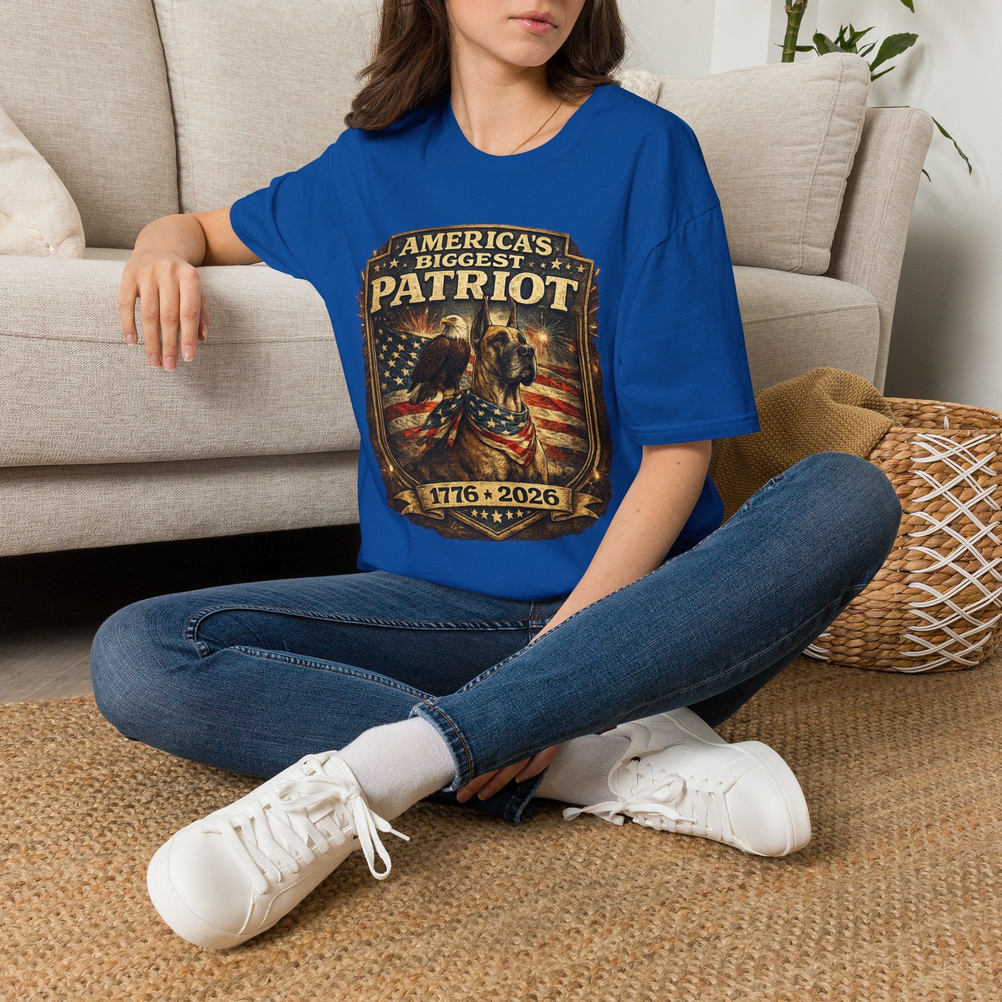 Patriot T-Shirt — Great Dane 1776–2026 Vintage Eagle Flag Tee