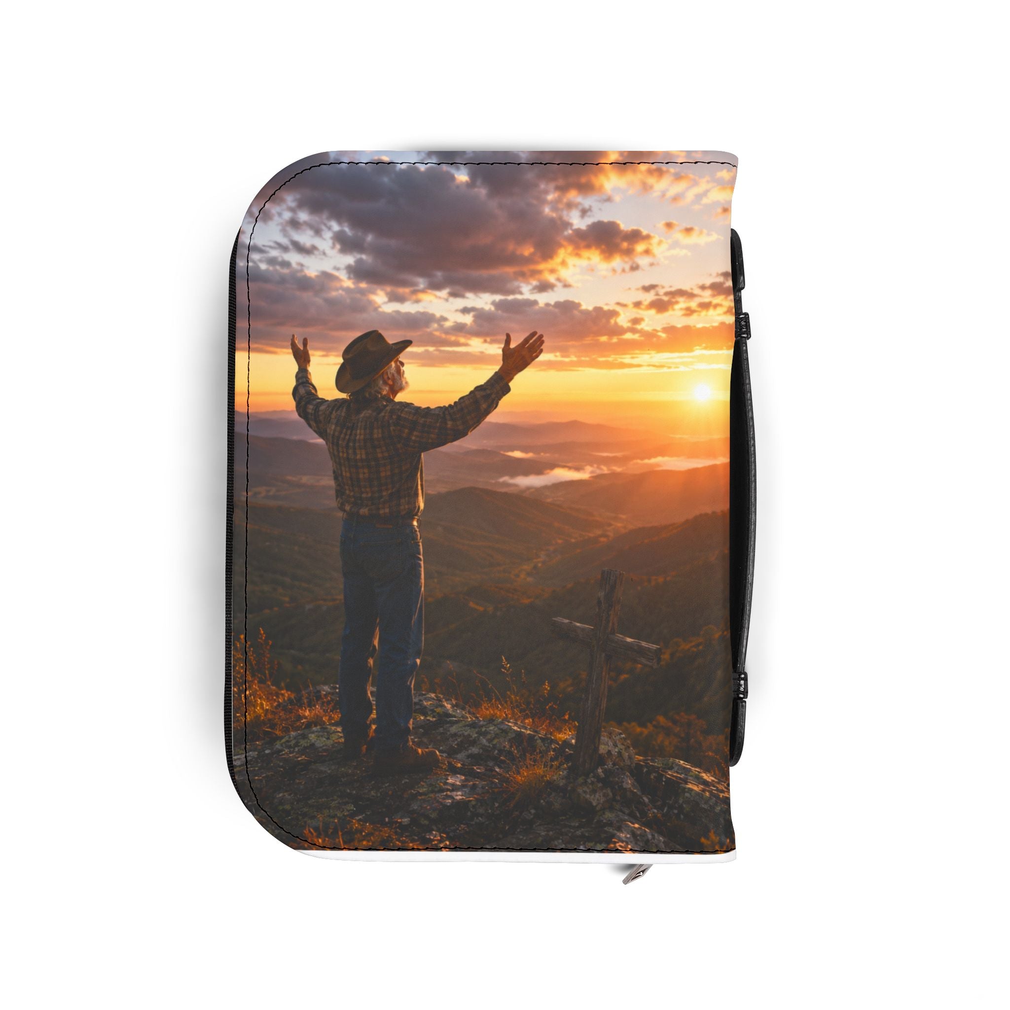 Bible Cover — "I Will Praise the Lord"For Him  Zippered Bible Case with Worship Sunrise Design