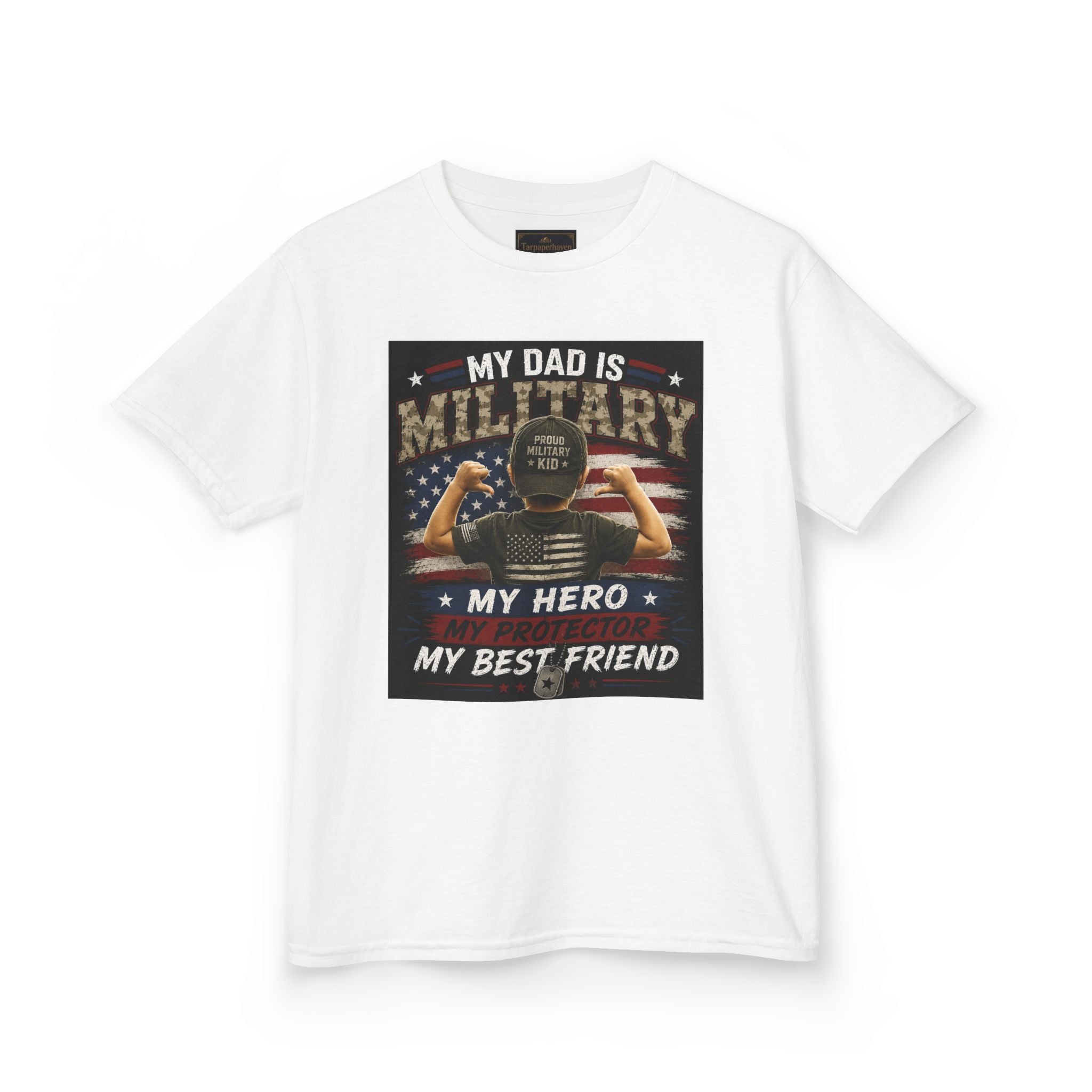 Kids Tee — "My Dad Is Military" Patriotic Hero Shirt