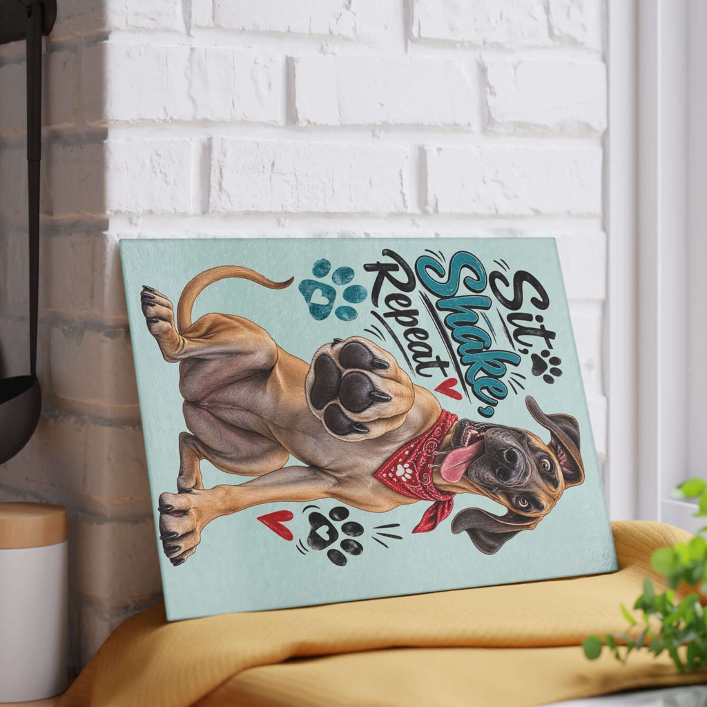 Great Dane Cutting Board dog paw sit shake repeat kitchen gift