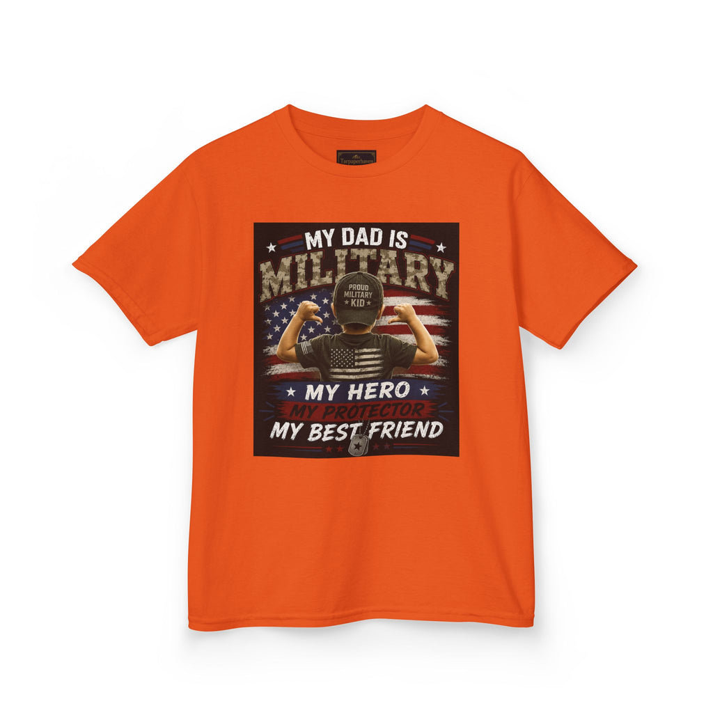 Kids Tee — "My Dad Is Military" Patriotic Hero Shirt