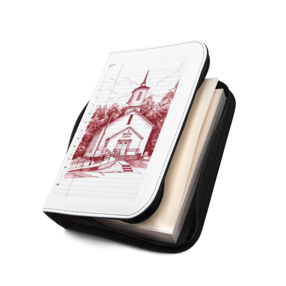 Church Red Work Sketch Bible Cover