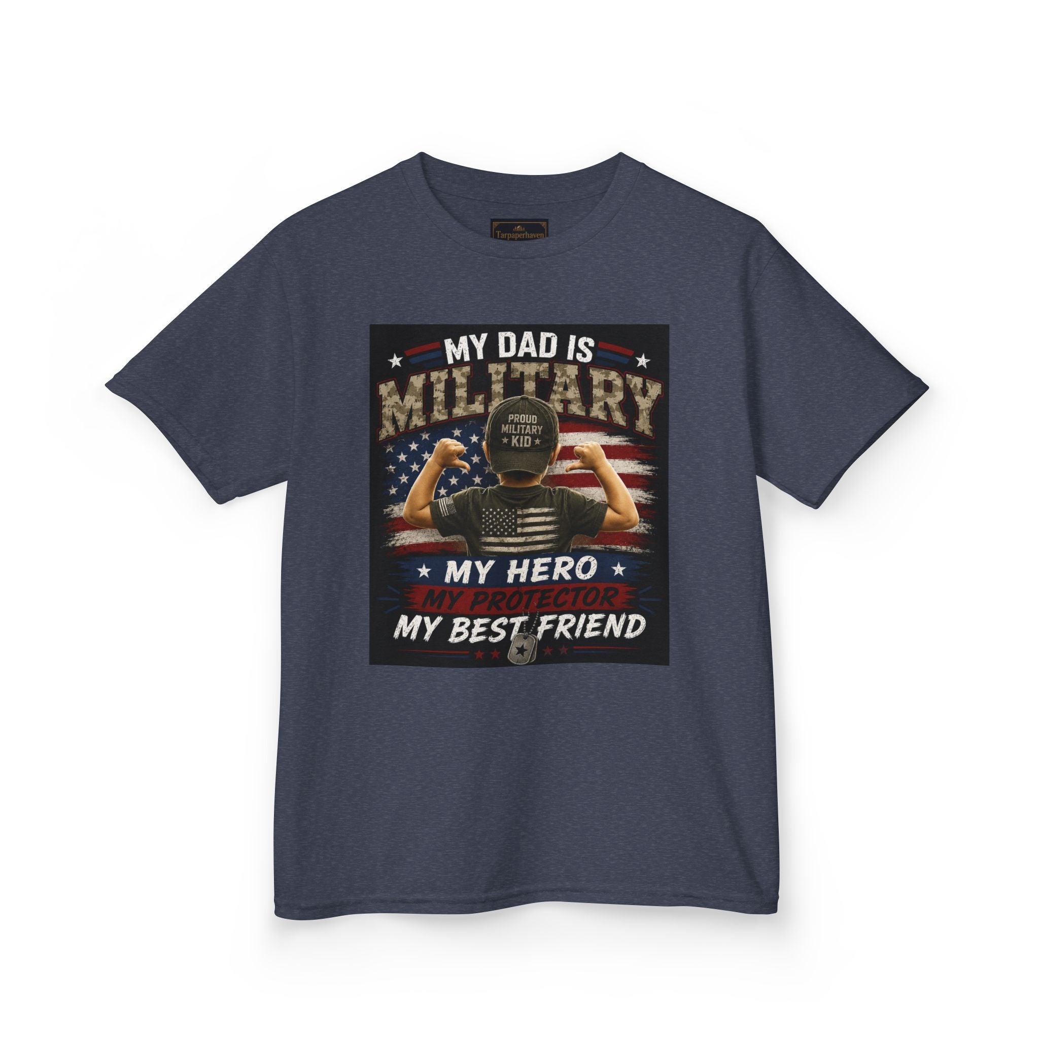Kids Tee — "My Dad Is Military" Patriotic Hero Shirt
