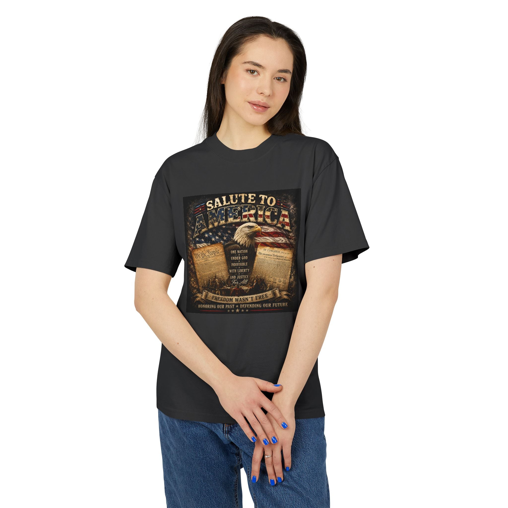 Salute to America T-Shirt — Patriotic Bald Eagle & Flag Memorial Tee