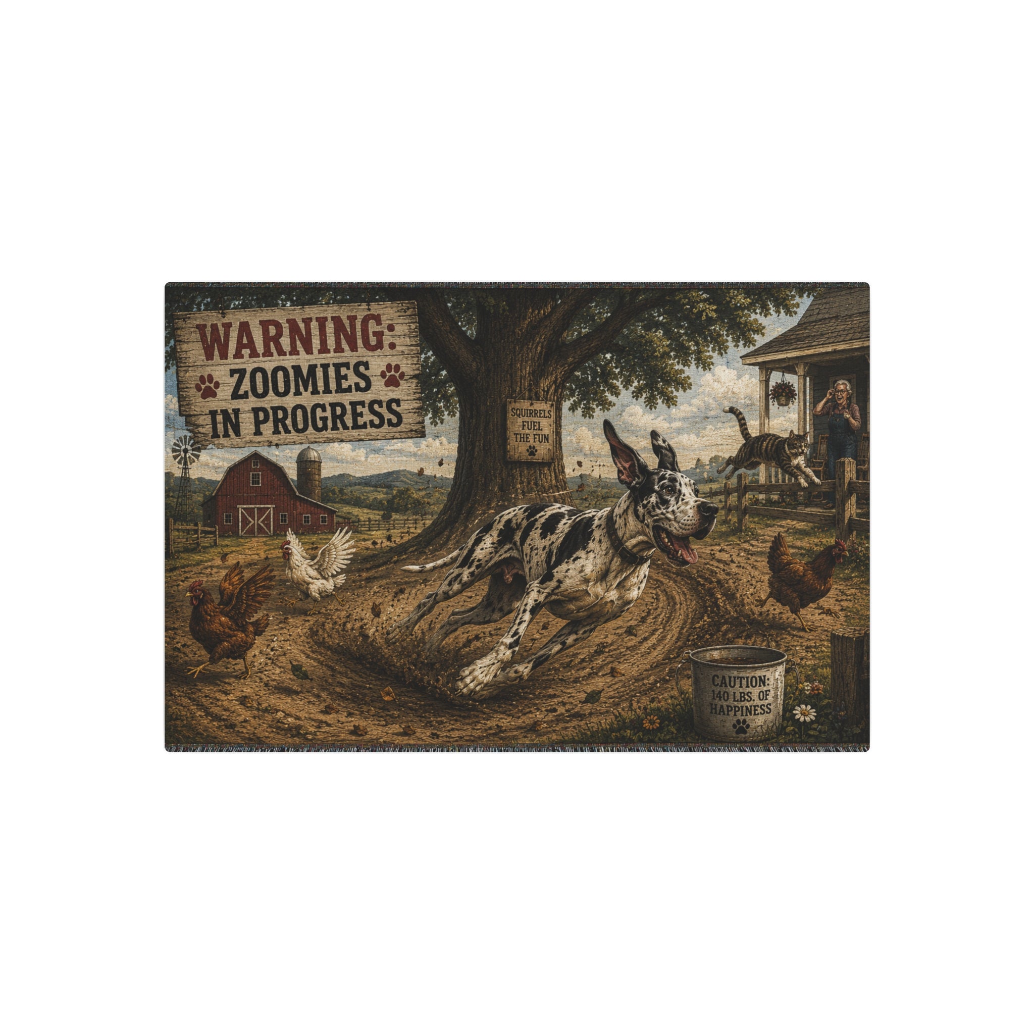 Metal Art Sign - "Warning: Zoomies in Progress" Farm Great Dane  Metal Wall Art