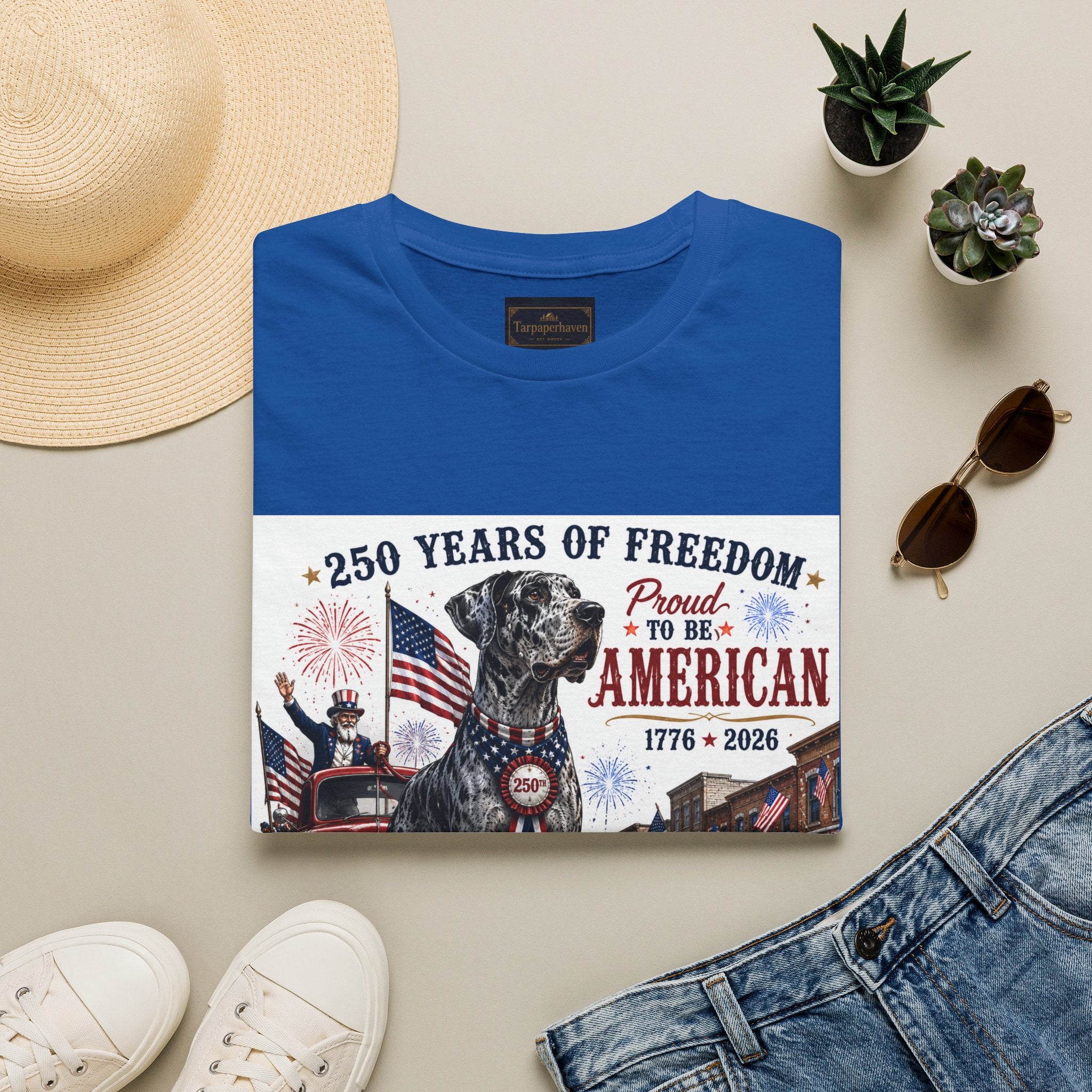250th Great Dane T-Shirt — 1776–2026 Patriotic Tee