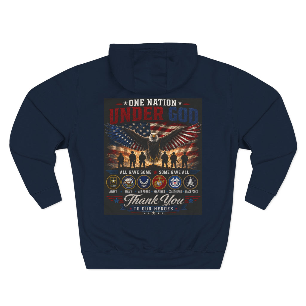 Military Tribute Hoodie — "One Nation Under God" Patriotic Fleece