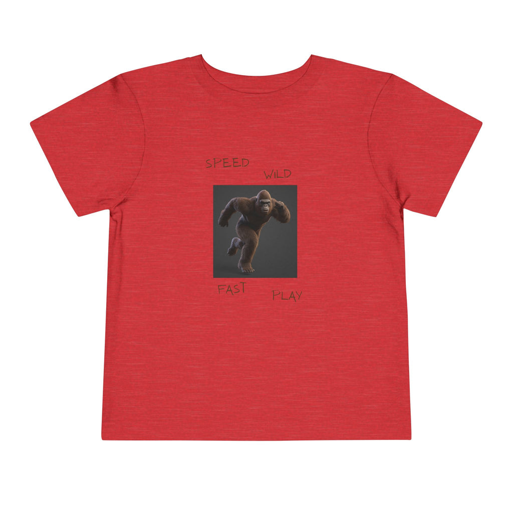 Toddler Tee — 'Speed Wild Fast Play' Running SasquatchGraphic