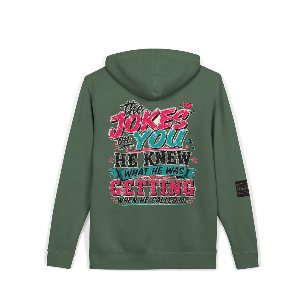 Pigment-Dyed Hoodie — "The Jokes on You" Retro Graphic Pullover