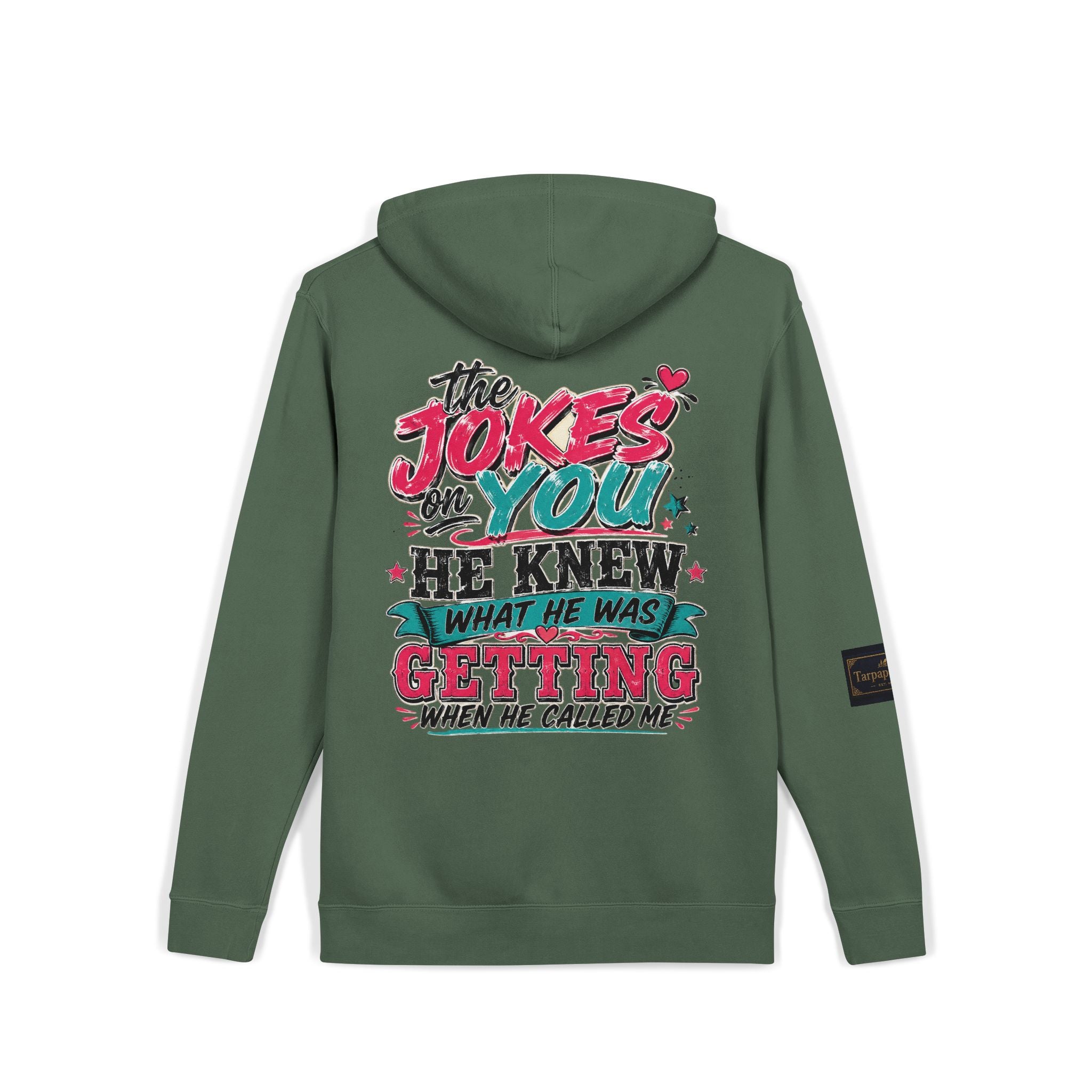 Pigment-Dyed Hoodie — "The Jokes on You" Retro Graphic Pullover