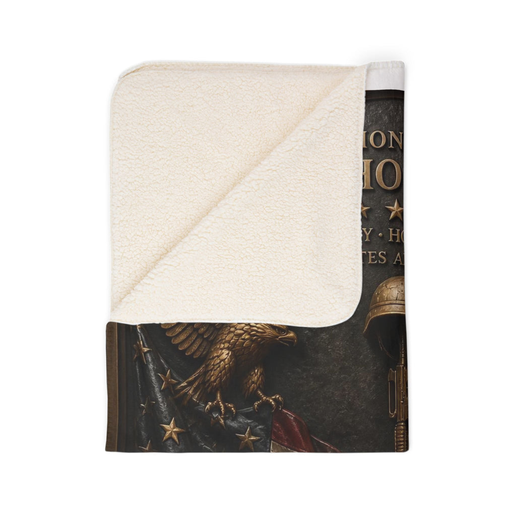 Veteran Tribute Fleece Sherpa Blanket — "In Honor of All Who Served" Memorial Throw