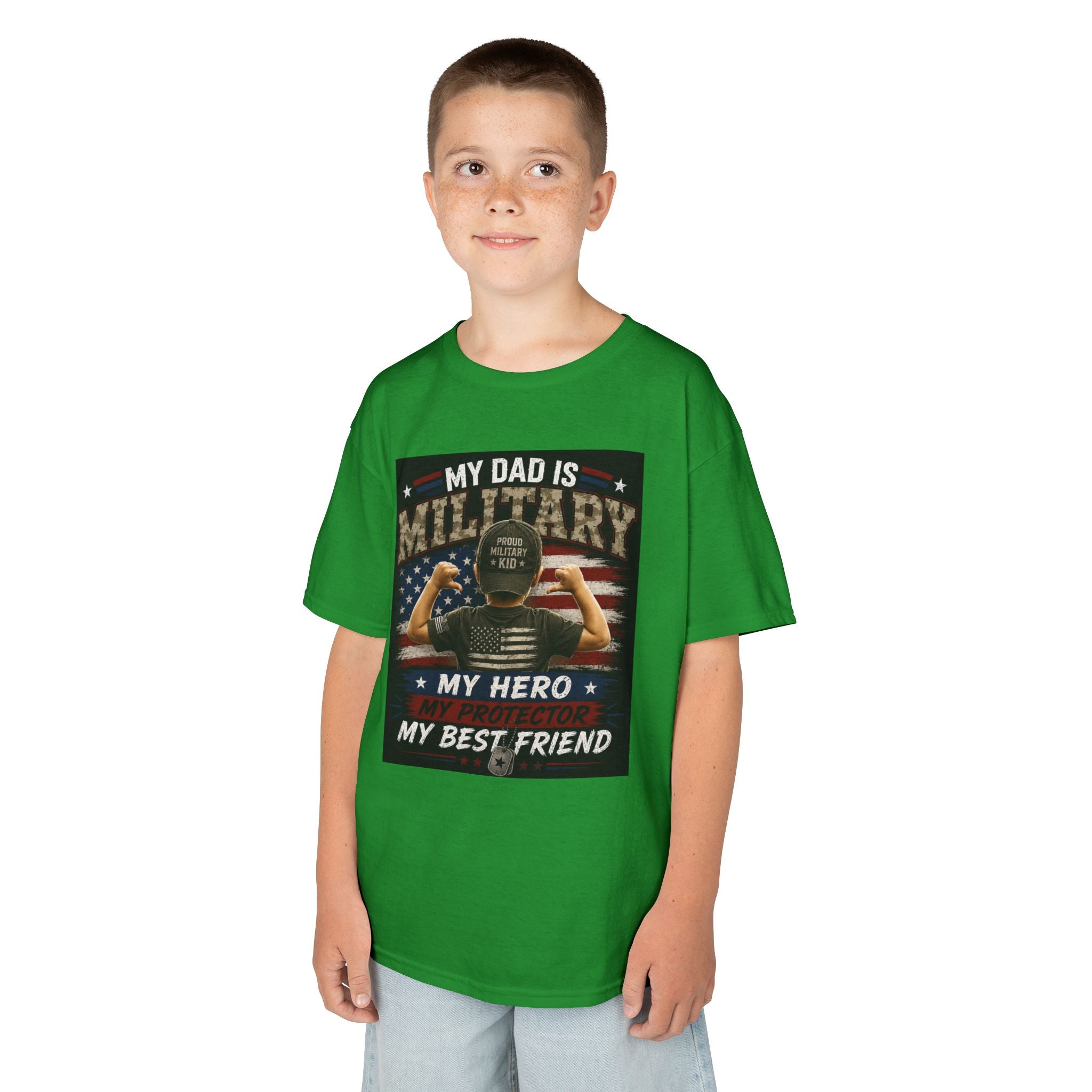 Kids Tee — "My Dad Is Military" Patriotic Hero Shirt