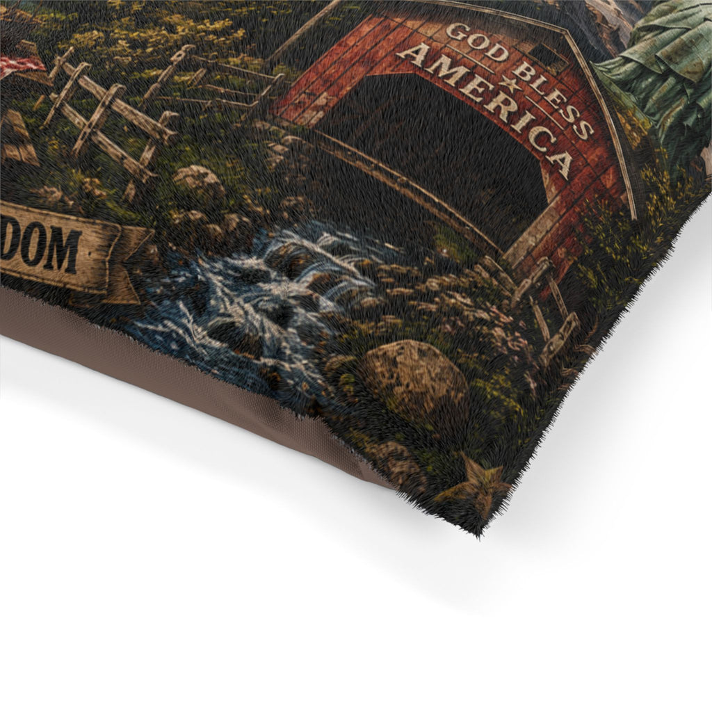 America 250 Patriotic Pet Bed — "One Nation Under God" 1776–2026 Memorial Cushion