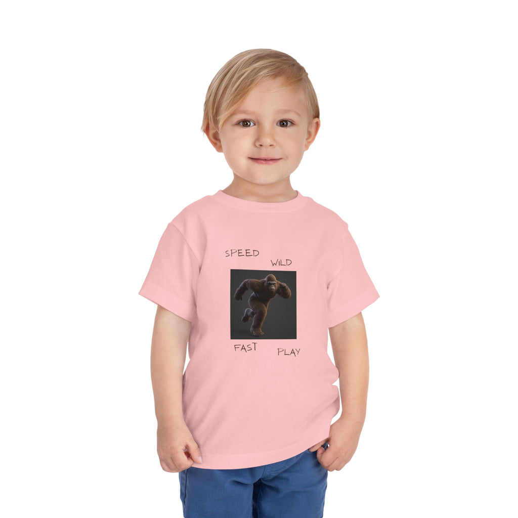 Toddler Tee — 'Speed Wild Fast Play' Running SasquatchGraphic