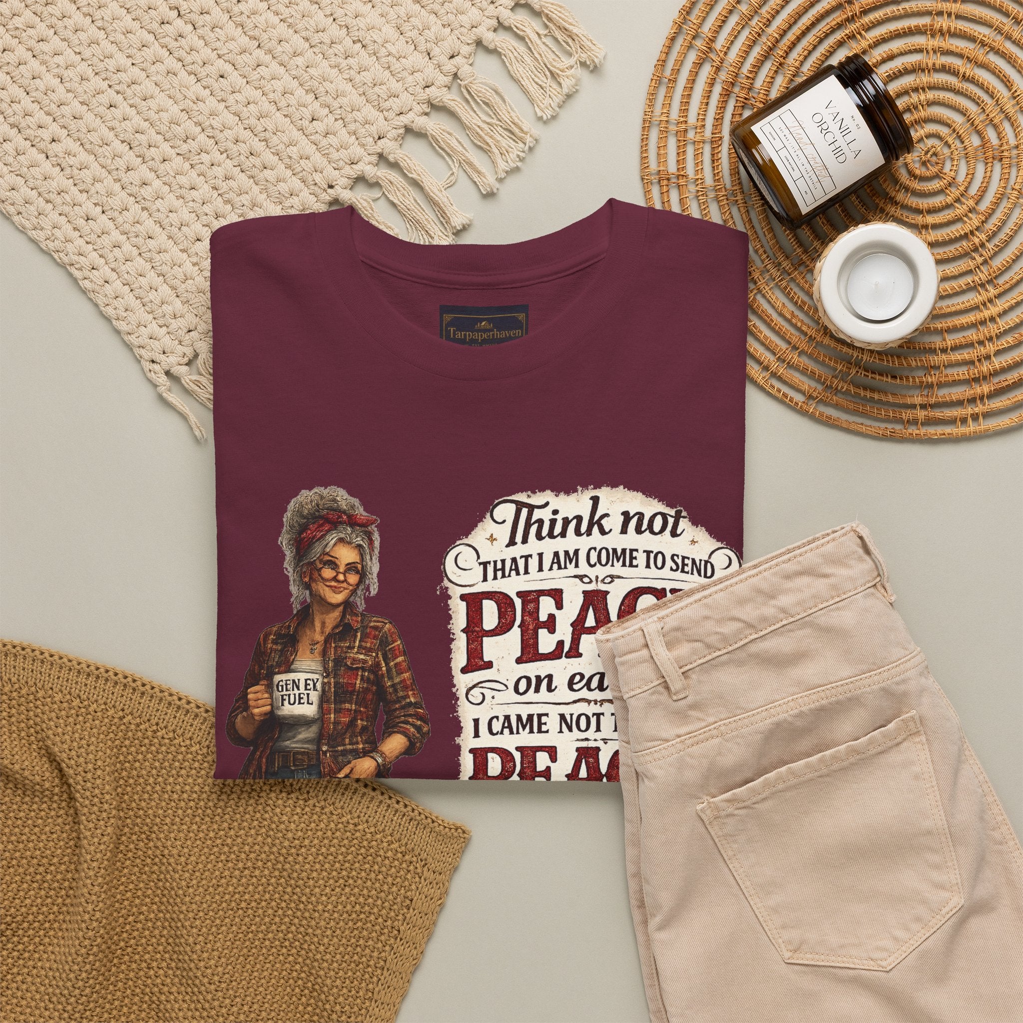 Christian Faith Tee — "I Come Not to Send Peace but a Sword" Matthew 10:34 Graphic Shirt