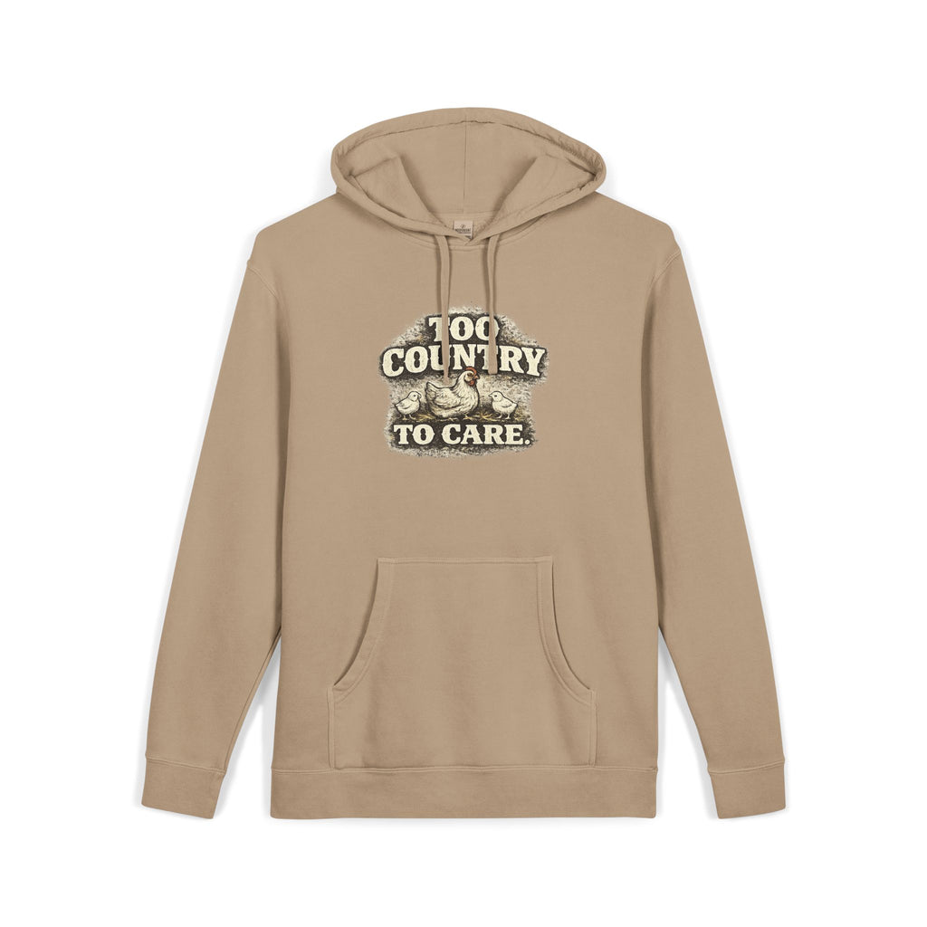 Appalachian Faith Hoodie — "Too Country to Care" Pigment-Dyed Pullover