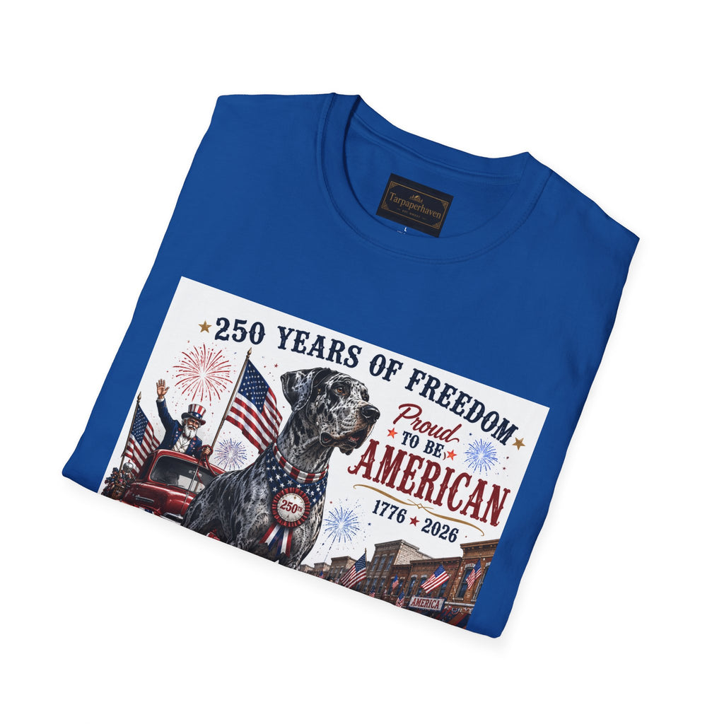 250th Great Dane T-Shirt — 1776–2026 Patriotic Tee