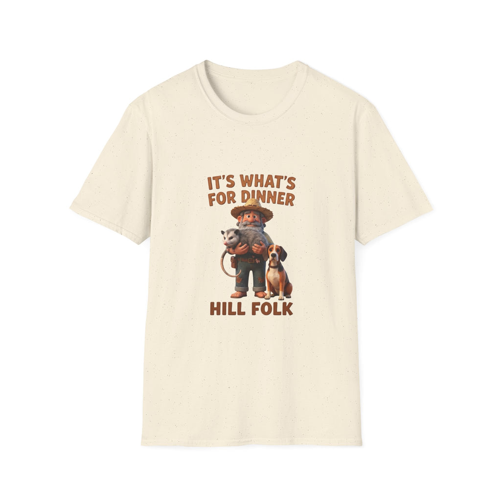 T-Shirt — 'It's What's For Dinner, Hill Folk' Rustic Hunter Graphic Tee