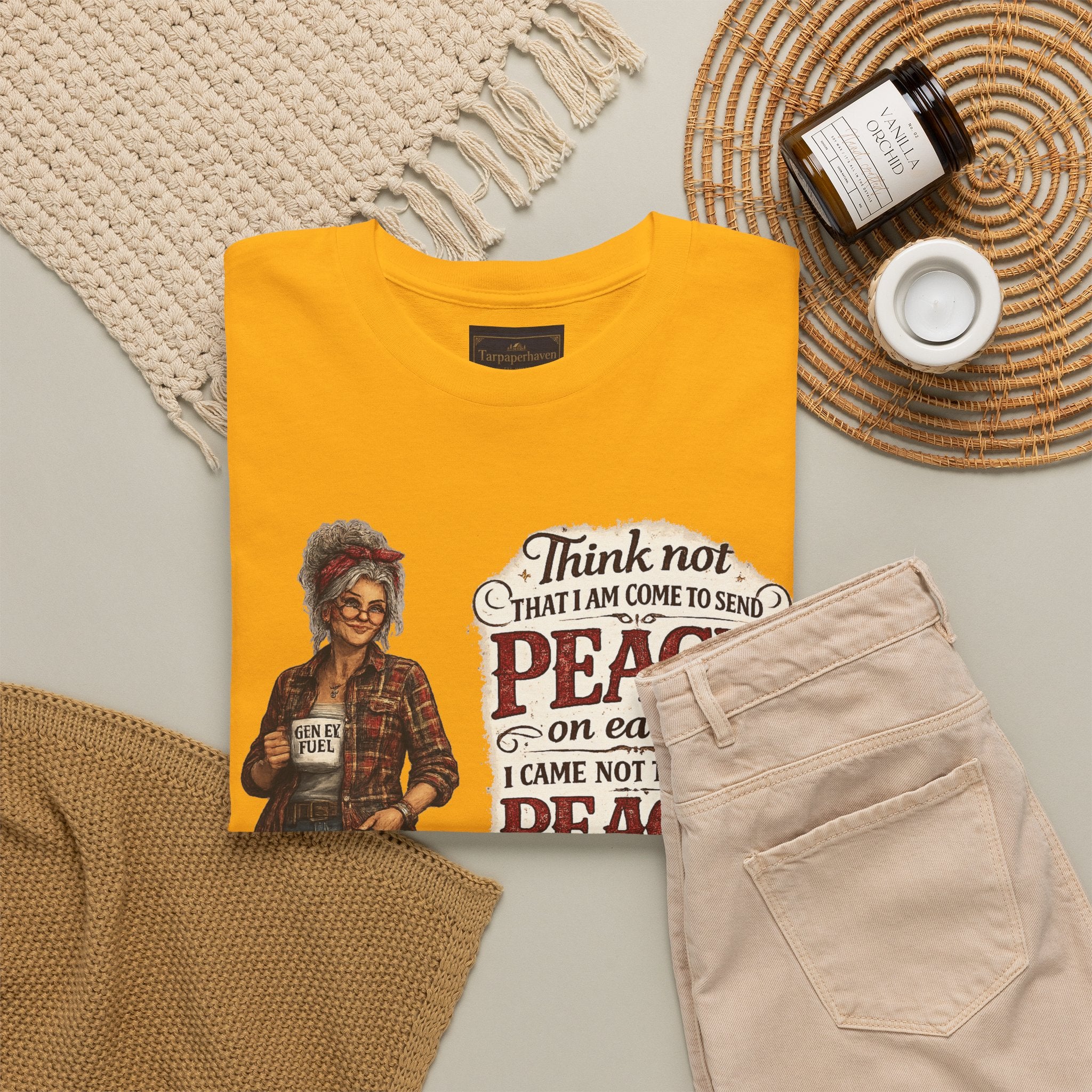 Christian Faith Tee — "I Come Not to Send Peace but a Sword" Matthew 10:34 Graphic Shirt