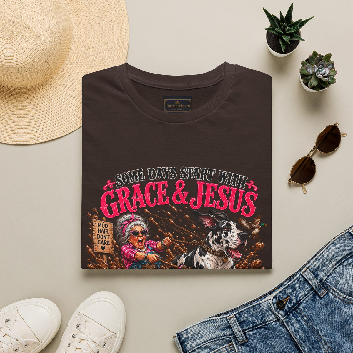 Great Dane Christian Mud Slide  Funny Graphic Tee