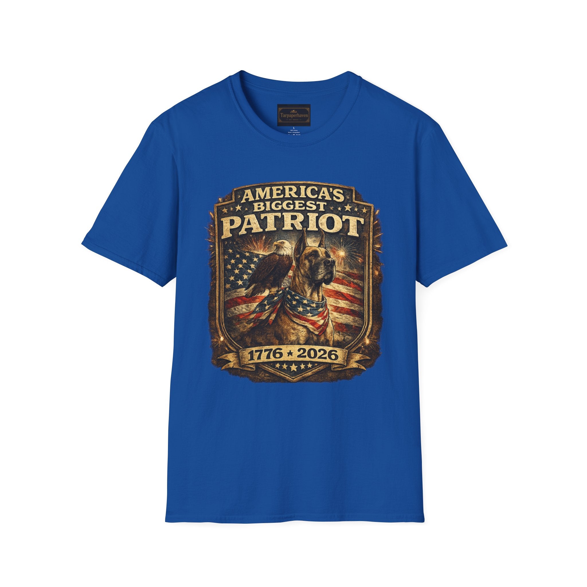 Patriot T-Shirt — Great Dane 1776–2026 Vintage Eagle Flag Tee