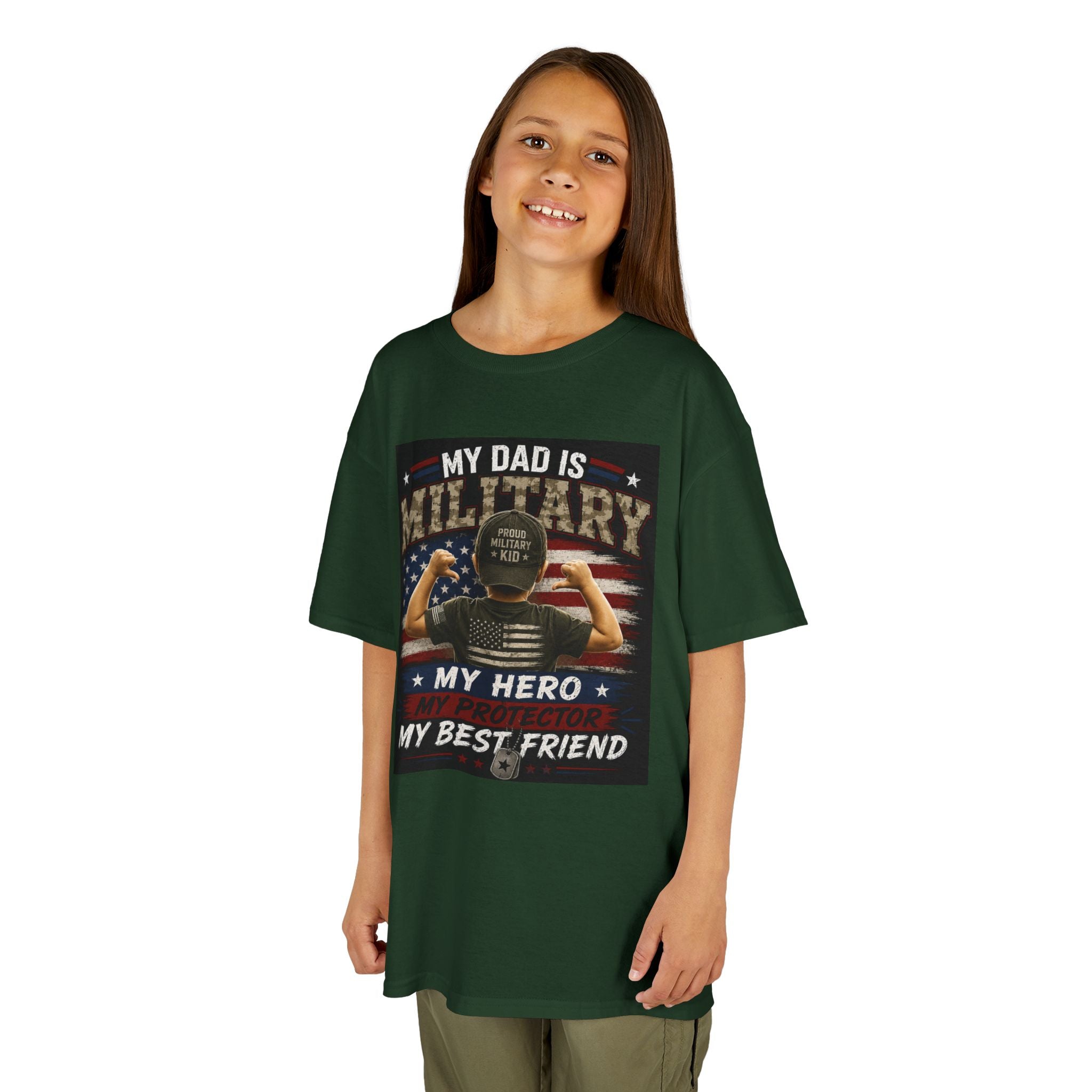 Kids Tee — "My Dad Is Military" Patriotic Hero Shirt