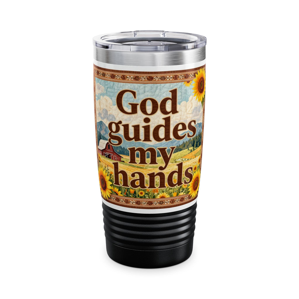 God Guides My Hands 20oz Insulated Tumbler - Faith & Sunflower Travel Mug