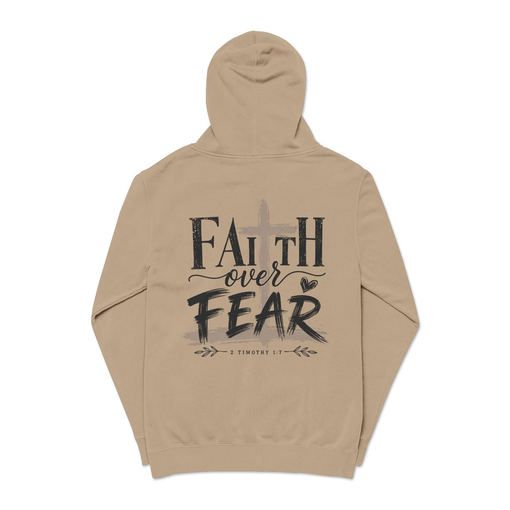 Faith Over Fear Hoodie — Pigment-Dyed Inspirational Pullover