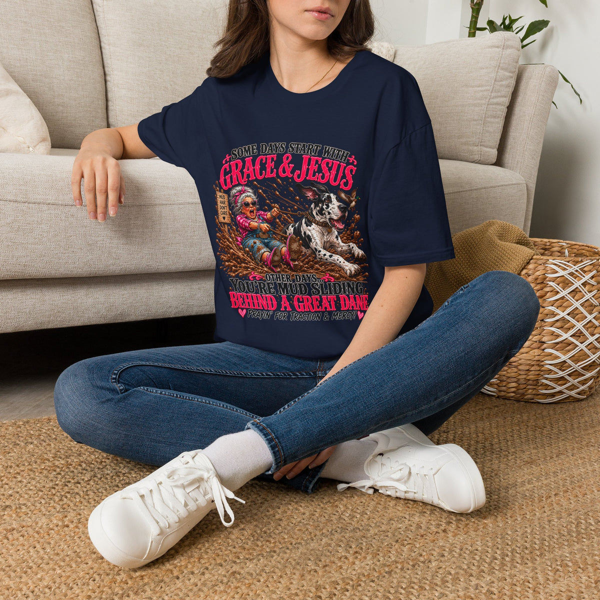 Great Dane Christian Mud Slide  Funny Graphic Tee