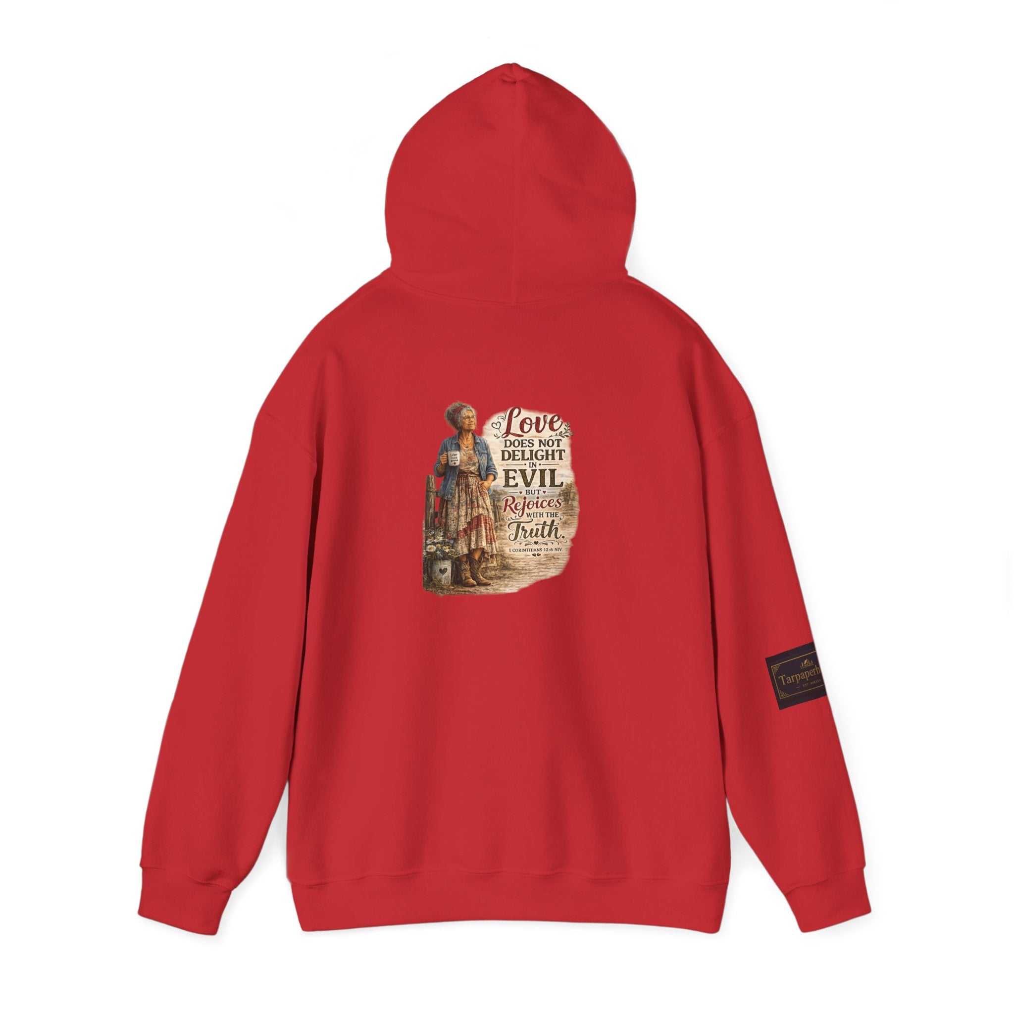 Christian Faith Hoodie - "Love Does Not Delight in Evil" Scripture Sweatshirt
