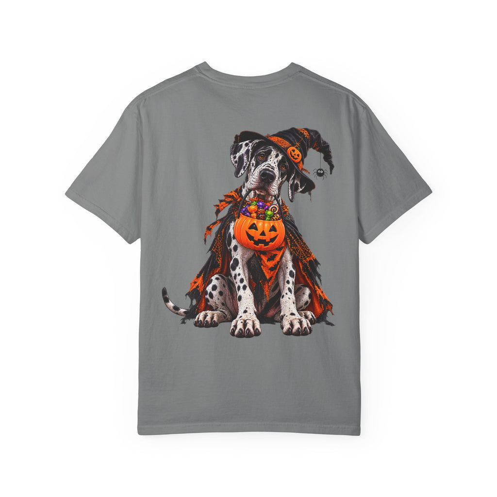 Halloween Great Dane T-Shirt — Cute Dog in Pumpkin Costume Graphic Tee