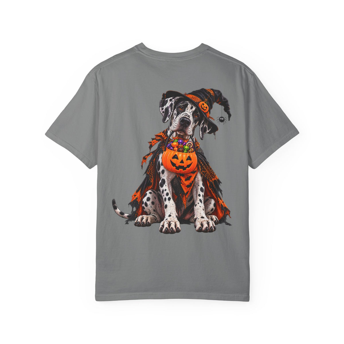 Halloween Great Dane T-Shirt — Cute Dog in Pumpkin Costume Graphic Tee