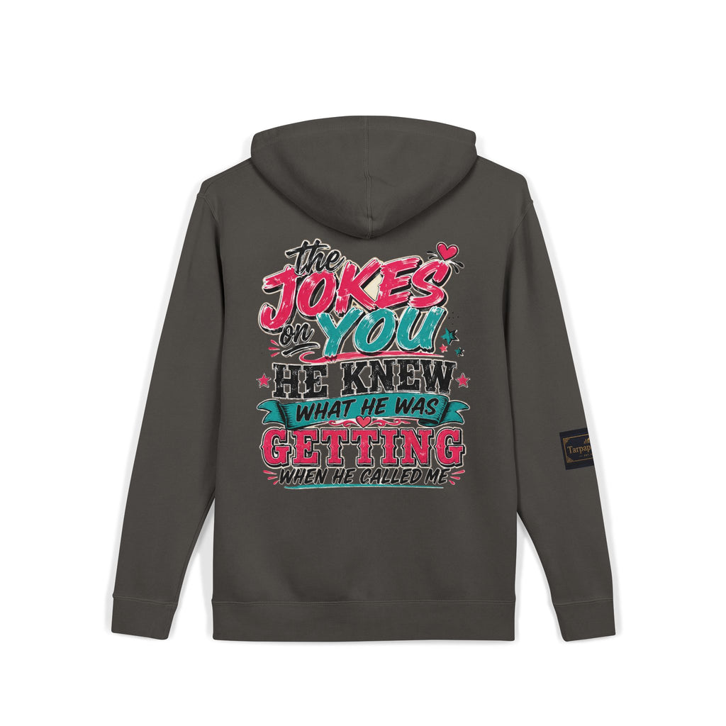 Pigment-Dyed Hoodie — "The Jokes on You" Retro Graphic Pullover