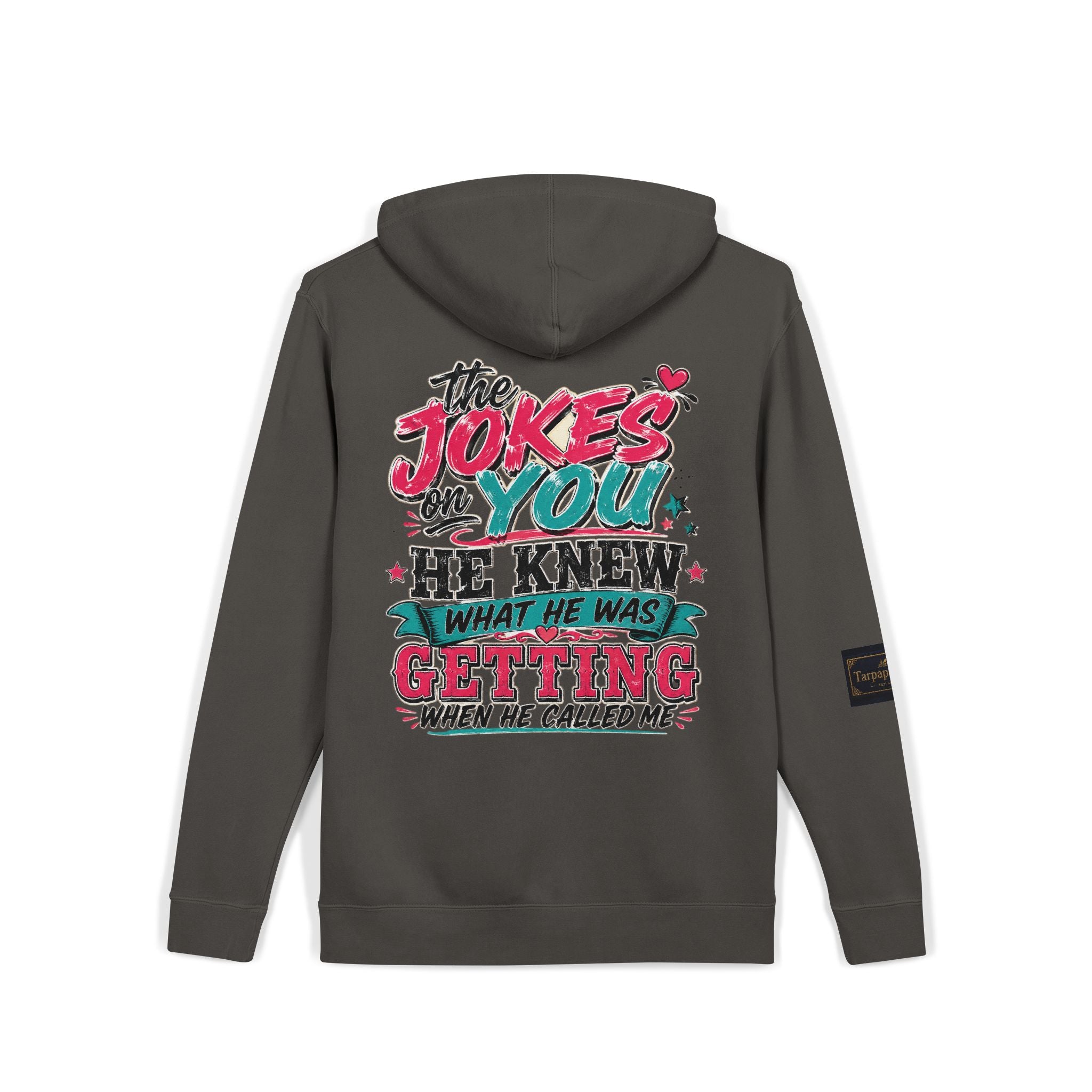 Pigment-Dyed Hoodie — "The Jokes on You" Retro Graphic Pullover