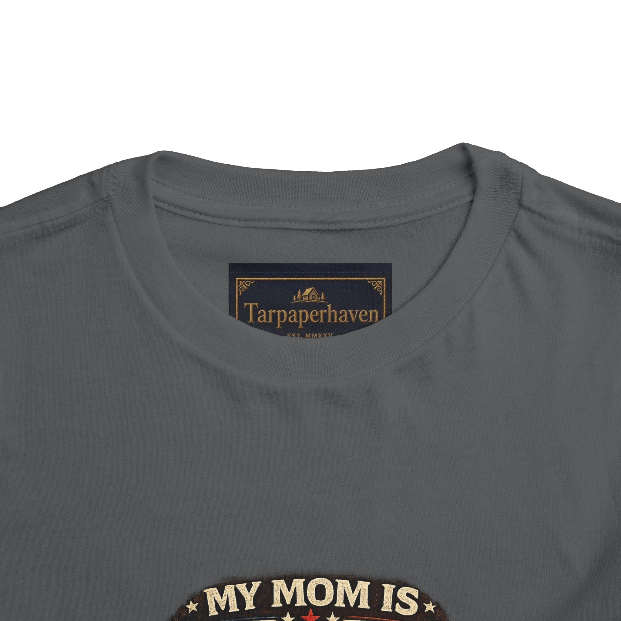 Toddler Tee "My Mom is Military - Strong Beautiful Hero" | Patriotic Kids Shirt