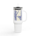 40oz Insulated Travel Mug — Blue Cats Playing in Trees Sketch Stainless Steel Tumbler